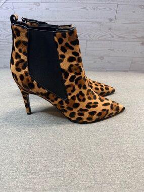 Nine West Leopard Print Pointed Toe Ankle Booties - Tan & Black